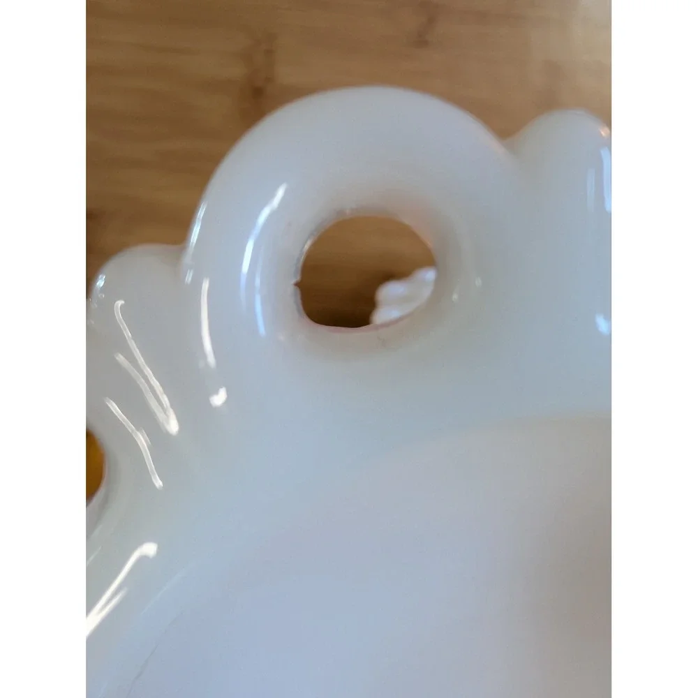 Lot of 3 Vintage Milk Glass Lace Edge Bowls AS IS Decor Wedding Shower Jewelry